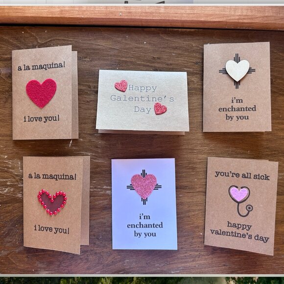 Homemade Valentine Cards Bundle of 5 Cards Handcrafted - Picture 7 of 7
